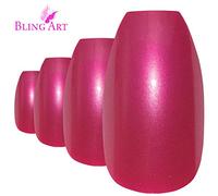 Bling Art Ballerina False Nails Glitter Red Coffin 24 Fake Long Acrylic Tips