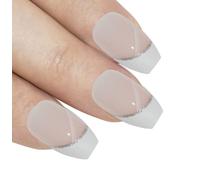 Bling Art Ballerina False Nails White Polished Coffin Fake French Nail Tips