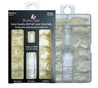 Bling Art False Nails 360 Squoval Long Natural White Acrylic Fake Nail Tips with glue