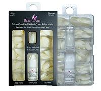Bling Art False Nails 360 Stiletto Almond Long False Salon Nails Natural White Acrylic Fake Nail Tips with glue