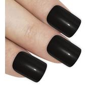 Bling Art False Nails French Fake Glitter Black SquovalAcrylic Medium Tips