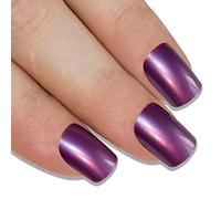 Bling Art False Nails French Fake Plum Purple Squoval 24 Acrylic Medium Tips