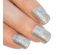Bling Art False Nails French Manicure Gel Glitter Flower Glossy Tips 24 Full Cover Medium UK (Ariana Gel)