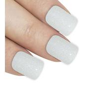 Bling Art False Nails French Manicure Gel Glitter Flower Glossy Tips 24 Full Cover Medium UK (Pearl White Gel)