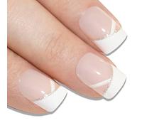 Bling Art False Nails French Manicure Gel Glitter Polished Matte 24 Full Cover Medium Tips UK (Shooting Star)