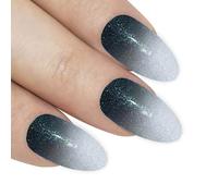 Bling Art False Nails Grey White Gel Ombre Almond Stiletto Long Fake Tips