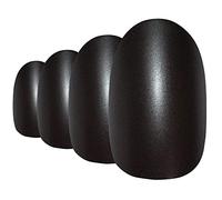 Bling Art Oval False Nails Black Silver French Manicure Fake Medium Tips with Glue