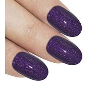Bling Art Oval False Nails Fake Acrylic Gel Glossy Matte Polished Glitter Full Cover 24 Medium Tips Glue (Andromeda Gel)