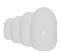 Bling Art Oval False Nails White Polished Manicure Fake Medium Tips with Glue