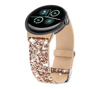 Bling Bands Compatible with Google Pixel Watch 4 3 41mm/ Pixel Watch 2 1 Band Sparkle Glitter Dressy Leather Bands For Women (Rose Gold)