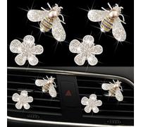 Bling Bee Air Vent Clips, Rhinestone Daisy Car Air Freshener Diffuser with Crystal Decor, Long Lasting Fragrance, Cute Floral Accessories for Women and Girls,Bee and Daisy Design