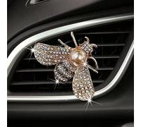 Bling Bee Crystal Car Air Fresheners - Rhinestone Diffuser Vent Clip Charms - Cute Car Decor for Women (Golden)