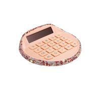 Bling Bling Round Crystal Solar Calculator, 8-Digit Wide Screen - Portable, 45° Tilted Display for Student/Office/Finance, Anti-Slip Silicone Pad, Gift-Grade (Pink)