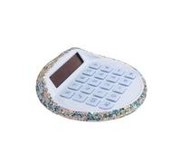 Bling Bling Round Crystal Solar Calculator, 8-Digit Wide Screen - Portable, 45° Tilted Display for Student/Office/Finance, Anti-Slip Silicone Pad, Gift-Grade (Blue)