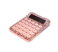 Bling Bling Sparkly Crystal Solar Calculator, Colorful Goddess Style 12-Digit Wide Screen - 16x11cm, Comfortable Keys for Office/Finance/Accounting, Anti-Slip Base (Pink)