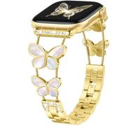 Bling Butterfly Bracelets Compatible with Apple Watch Strap for Women 38 mm 40 mm 41 mm 42 mm, Elegant Glitter Metal Designer Jewellery for iWatch Series SE 11 10 9 8 7 6 5 4 3, No metal