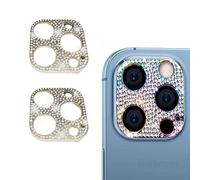 Bling Camera Lens Protector Compatible with iPhone 13 Pro Max 6.7inch & 13 Pro 6.1inch, Rear Camera Decorations, Glitter Diamond Crystal Metal Lens Protective Decoration Cover Accessories. (Silver)