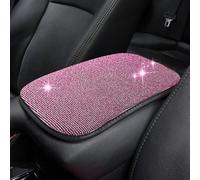 Bling Car Armrest Pad with Diamond Rhinestones Universal Center Console Cover Protector Car Interior Accessories Women Pink