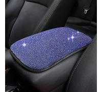 Bling Car Armrest Pad with Diamond Rhinestones Universal Center Console Cover Protector Car Interior Accessories Women Blue