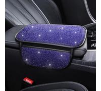 Bling Car Armrest Pad with Diamond Rhinestones Universal Center Console Cover Protector Car Interior Accessories Women Green with Pocket