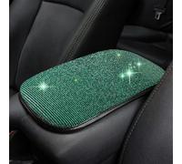 Bling Car Armrest Pad with Diamond Rhinestones Universal Center Console Cover Protector Car Interior Accessories Women Green