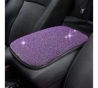 Bling Car Armrest Pad with Diamond Rhinestones Universal Center Console Cover Protector Car Interior Accessories Women Purple