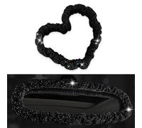 Bling Car Rearview Mirror Cover, Women's Full Drill Head Pillow Cover, Crystal Rhinestone Bling Car Interior Accessories for Women Universal Fit - black