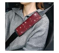 Bling Car Seat Belt Shoulder Pads, 2PCS Rhinestone Crystal Auto Seat Belt Covers, Diamonds Glitter Seatbelt Cushions for Women Girl, Car Decor Accessories for Most Cars, Trucks, SUV (Red)