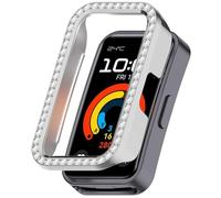 Bling Case Compatible with Huawei Band 8 Cover, No Screen Protector, Hard PC Crystal Diamonds Rhinestone Protective Bumper Shell for Huawei Band 8 (Silver)
