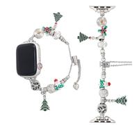 Bling Christmas Watch Band for Women, Mental Christmas Watch Bracelets for Women Compatible with Apple Watch Band Series 1/2/3/4/5/6/7/8/9/10 Ultra (Silver, 38/40/41mm)