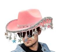 Bling Cowboy Hats for Women,Cowgirl Costume Hat - Western Headwear with Star Tassels for Masquerade Concert Cosplay Beach Horse Riding Farm Travel Boho Wedding Outdoor Bridal