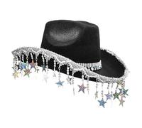 Bling Cowboy Hats for Women - Glitter Cowgirl Hat,Glitter Headwear with Star Tassels for Country Event Beach Travel Horse Riding Concert Music Festival Boho Wedding Bridal