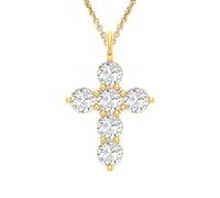 Bling Craft Unisex 14K Gold Plated 925 Sterling Silver Moissanite Infinity Ankh Pendant Necklace for Men and Women (Color D, VVS1), 18 Inch Silver Chain, 14k Yellow Gold Plated 925 Sterling Silver