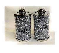 bling crushed crystal silver salt and pepper shaker set