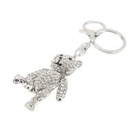 Bling Crystal Bear Keychain, Rhinestone Jewelry, 12.5cm Silver