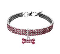 Bling Crystal Cat Collar Metal Adjustable Puppy Shiny Full Rhinestone Soft Collars Pet Supplies for Small Medium Dogs Pink S