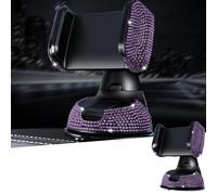 Bling Crystal Diamond Universal Car Phone Mount Holder with One More Air Vent Base,Cradle for Dashboard,Windshield and Air Vent Adapt for Women or Men (Purple)
