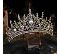 Bling Crystal Heart Bridal Tiaras Crown Big Rhinestone Pageant Diadem Bride Hairbands Wedding Hair Accessories Gold Color