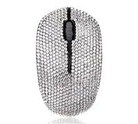 Bling Crystal Rhinestone Wireless Mouse - 2.4G Cordless Mice with USB Nano Receiver Computer Mouse with Noiseless Click for Laptop, PC, Tablet, Computer, and Mac - White