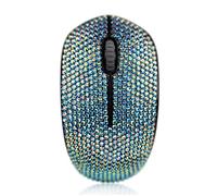 Bling Crystal Rhinestone Wireless Mouse, 2.4G Noiseless Mouse with USB Receiver Portable Computer Mice for PC, Tablet, Laptop, Notebook,Girl's Gift - Pink Colorful