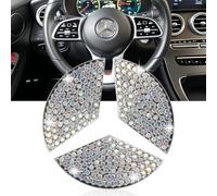 Bling Crystal Steering Wheel Emblem Compatible with Mercedes-Benz A B C E G CLA CLS GLA GLC GLE GLK Class 45 mm Car Steering Wheel Emblem Sticker Interior Badge Logo Decor Glitter Accessories