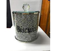 bling crystals crushed diamonds biscuits jar canister silver