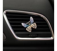 Bling Cute Butterfly Car Vent Clips Rhinestone Decor-Air Freshener & Aromatherapy Accessories for Women, Girls Dashboard Interior Decoration Set (Blue)