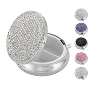 Bling Cute Small Pill Box, Rhinestone Pill Case for Women Girls Fish Oils Vitamins Medicine, Metal Portable Pill Case Organizer for Purse, Pocket, Travel (Bling White)