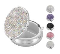 Bling Cute Small Pill Box, Rhinestone Pill Case for Women Girls Fish Oils Vitamins Medicine, Metal Portable Pill Case Organizer for Purse, Pocket, Travel (Bling AB Color)