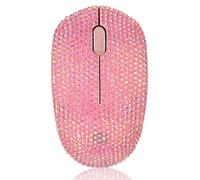 Bling Dazzling 2.4GHz Wireless Silent Mouse Covered with Rhinestone Crystal, Crystallized Mouse with USB Receiver, Compatible with Notebook, PC, Laptop, Computer, MacBook,Great Gift (Pink)
