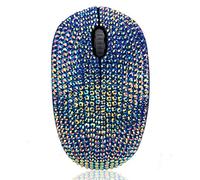 Bling Dazzling 2.4GHz Wireless Silent Mouse Covered with Rhinestone Crystal, Crystallized Mouse with USB Receiver, Compatible with Notebook, PC, Laptop, Computer, MacBook,Great Gift (Blue)