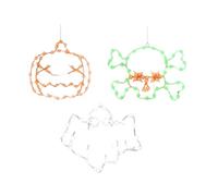 Bling Decorations for Party Pack of 4 Sign Colour Lighted Deer, Xmas Trees, and Star for Holiday Indoor Wall Door Glass (White-4, 30x25cm)