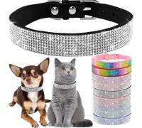 Bling Diamante Dog Collar, Rhinestone Puppy Collars sparkly Glitter Diamond Crystal Small Dog Collar Adjustable for Girls Female XXSmall Small Medium Large Dogs (Size S,Black)