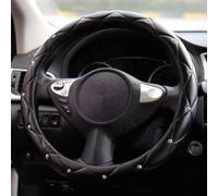 Bling Diamond Leather Steering Wheel Cover for SEAT ARONA | ab 2017, Anti-Slip Breathable Durable Steering Wheel Cover with Bling Crystal Rhinestones,Black